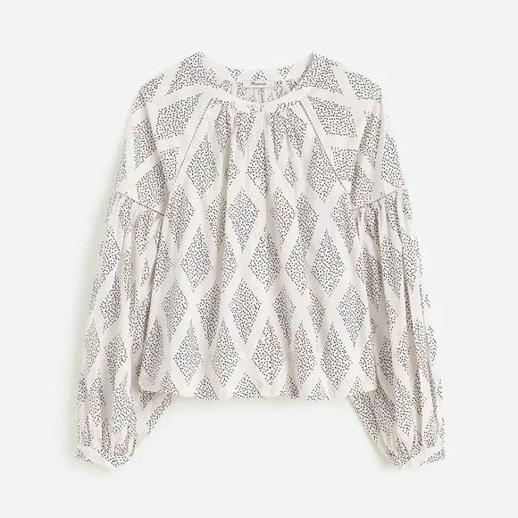 NWT! Madewell | Lighthouse Shirred Balloon-Sleeve Top in Geometric Print | S - Picture 2 of 7